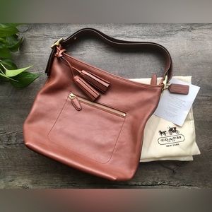 Coach Val Duffle Adjustable Handbag Purse Brown Tassel